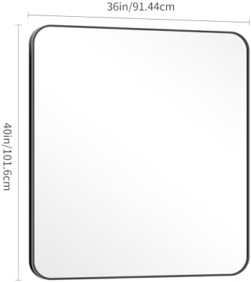 DESBING 40" x 36"Bathroom Mirror, Matte Black Wall Mirror with Metal Frame, Decorative Rectangular Vanity Mirror for Bedroom Bathroom Living Room Entryway (Horizontal/Vertical)