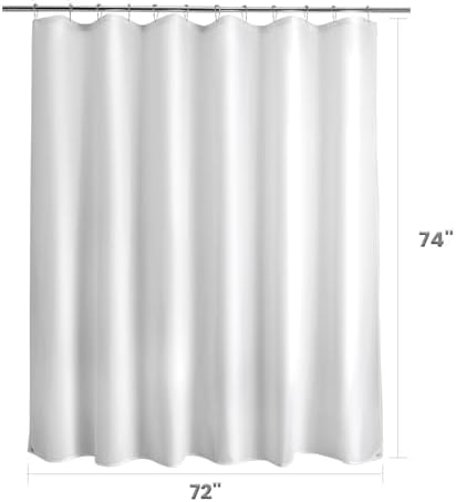Titanker Waterproof Fabric Shower Curtain Liner Washable, 72x74 Inches, Cloth Shower Liner with Magnets, White Shower Liner Soft Fabric, Lightweight Shower Curtain Liner