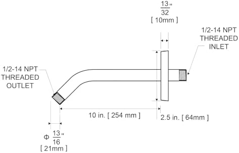 OFFO Shower Arm with Flange, 10 in Wall Mount Replacement Angle Shower Head Arm Wall-Mounted For Fixed Shower Head & Handheld Showerhead, Matte Black