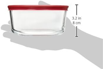 Anchor Hocking Classic Glass Food Storage Container with Lid, Red, 4 Cup
