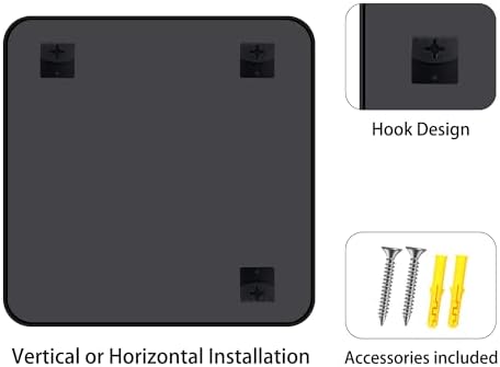 FORBATH Bathroom Mirror for Over Sink 24x24 Inch Black, Square Wall Mirror with Metal Frame, Rounded Corners for Bathroom, Bedroom, Entryway Décor