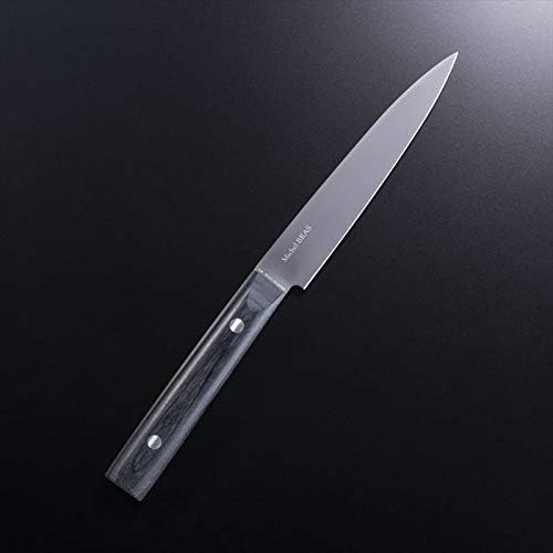 Michel BRAS Quotidien No. 2 Kitchen Knife, 12 cm Handcrafted Kitchen Knife, Japanese AUS8A Stainless Steel Blade, Black Pakkawood Handle, Precision and Sharpness for Professional and Home Chefs