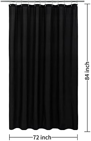 ALYVIA SPRING Extra Long Waterproof Fabric Shower Curtain Liner Black 72x84