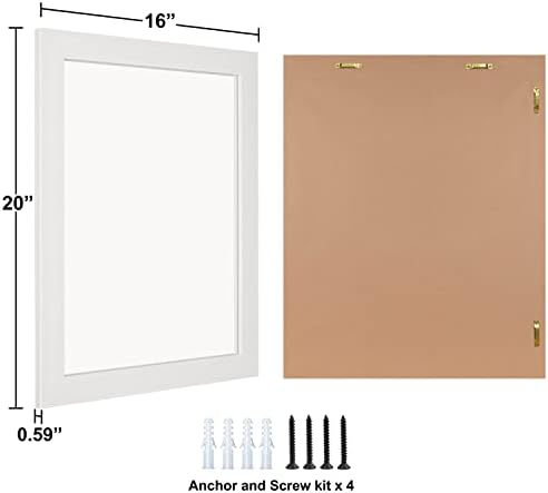 Rectangular Wall Mirror 20x16 Inch Bathroom Mirror for Over Sink, White