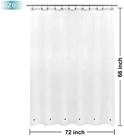 Mrs Awesome Short Shower Curtain Liner with 6 Magnets 72 x 66 inch, Frost