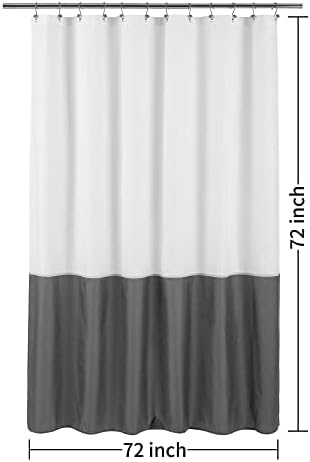 ALYVIA SPRING Waterproof Fabric Shower Curtain Liner White/Dark Gray, 72x72