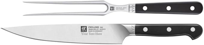 ZWILLING Pro 2-pc Carving Knife & Fork Set, Personalized, Engraved