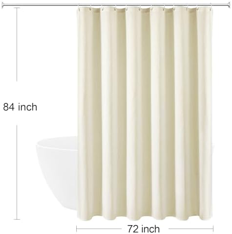 Gibelle Extra Long 230GSM Heavy Duty Ivory Shower Curtain, 72 x 84