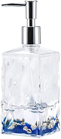 Locco Decor Acrylic Liquid 3D Floating Motion Bathroom Kitchen Vanity Accessory Soap Lotion Dispenser Oceam Theme Shell