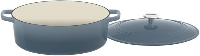 Cuisinart Chef's Classic Enameled Cast Iron Dutch Oven with Lid, Porcelain Enameled Interior, Oven Safe, Induction Compatible, 7-Quart, Oval, Gradient Navy