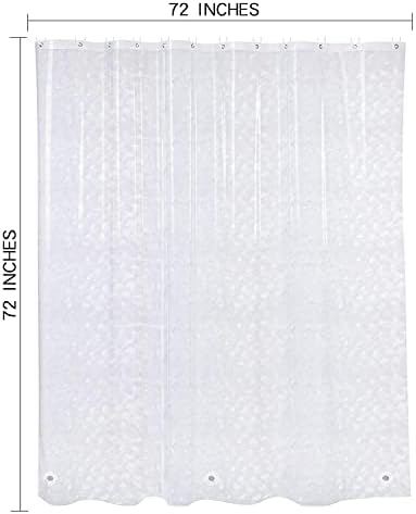 Clear Shower Curtain Liner, 100% Waterproof EVA 3D Shower Curtains with 3 Duty Heavy Bottom Magnets and 12 Rust Proof Grommets, 72x72 Weighted Shower Liner for Shower Stall, Bathtubs