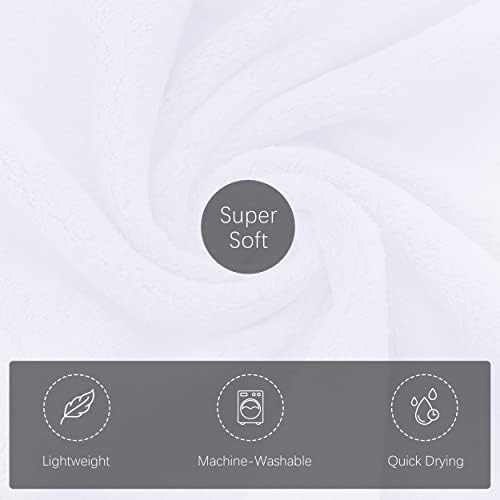 TENSTARS Silk Hemming Bath Towels for Bathroom Clearance - 27 x 55 inches - Light Thin Quick Drying - Soft Microfiber Absorbent Towel for Bath Fitness, Sports, Yoga, Travel, Gym - 2 Pack, White