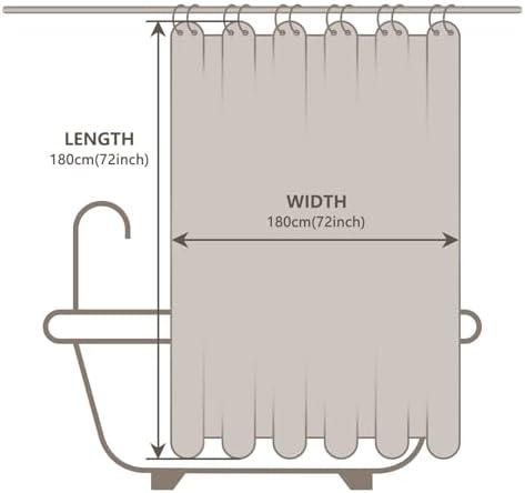 EurCross Waterproof Brown Plastic Shower Curtain with 5 Bottom Magnets, 4G Clear PEVA Shower Curtain Liner for Bathroom 72x72 inches