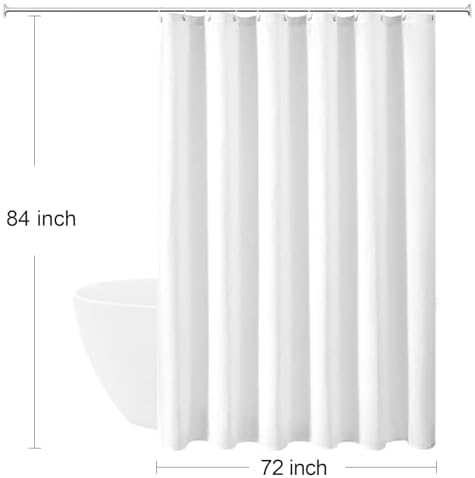 Gibelle Extra Long 230GSM Heavy Duty White Shower Curtain, 72 x 84
