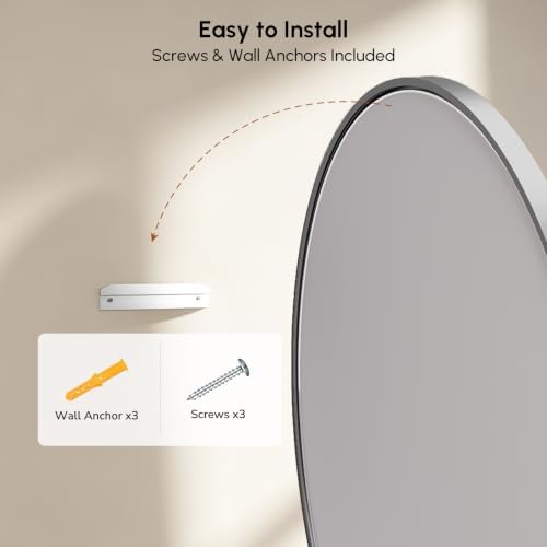 USHOWER Brushed Nickel Oval Bathroom Mirror 24x36 Inch
