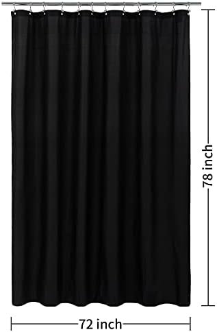 ALYVIA SPRING 72x78 Long Waterproof Fabric Shower Curtain or Liner Black