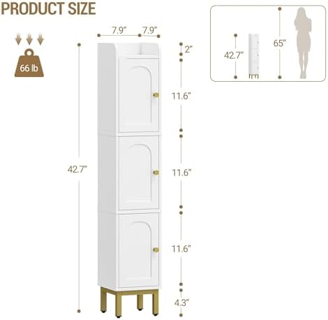 Hzuaneri Slim Bathroom Storage Cabinet, Narrow Bathroom Organizers,3 Doors