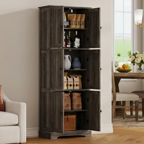 ChooChoo 63.2" Tall Bathroom Storage Cabinet with 6 Doors