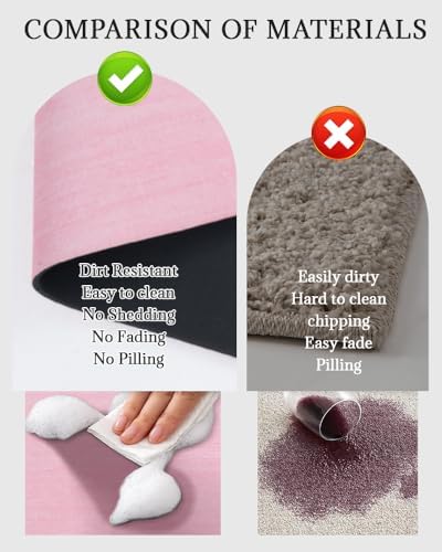Mecko Bath Mat 24"x48",Ultra Thin Bathroom Rug fit Under Door Pink