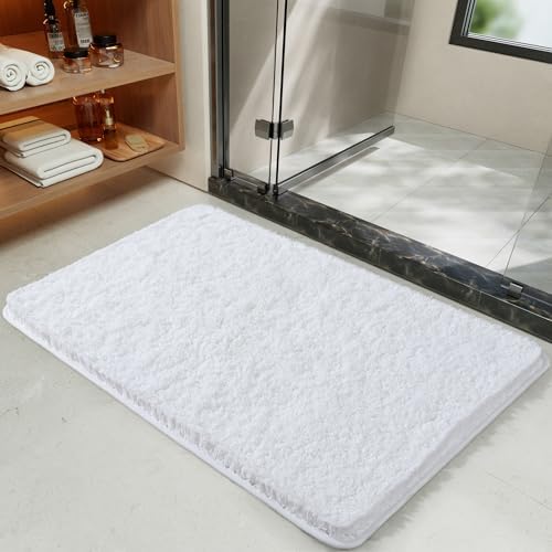 LOCHAS Bathroom Rugs 36x24 Inch, Microfiber Bath Rug Non Slip, White