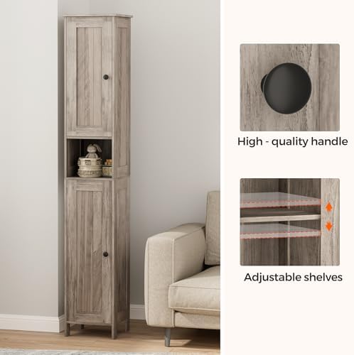 Homleke Tall Bathroom Storage Cabinet with 2 Doors, Slim Bathroom Cabinet