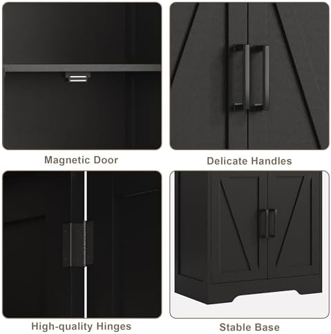 Treocho Farmhouse Bathroom Floor Cabinet with Adjustable Shelves