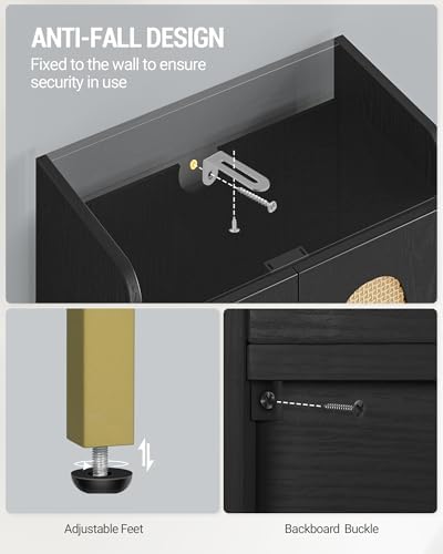 Hzuaneri Bathroom Cabinet, Small Storage Cabinet with 4 Doors