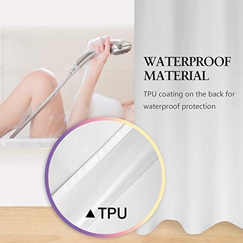 River Dream Extra Long No Hook Shower Curtain TPU Lining, White, 71x86