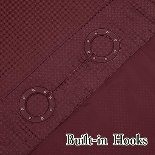 Gibelle No Hook Cloth Burgundy Shower Curtain with Liner, 72x86