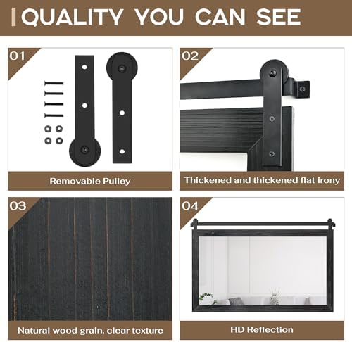 COGOOD Farmhouse Bathroom Mirrors for Over Sink - 30 x 49 Black
