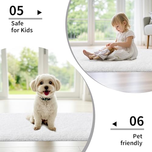 Disolla White Bathrom Runner Rug 24x59 - Large Soft Plush Bath Mat, Thick Long Non-Slip Shaggy Floor Mat, Ultra-Absorbent for Master Bathroom Bedroom