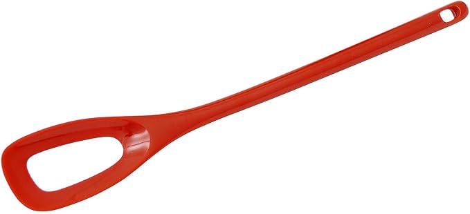 Hutzler 12-inch Melamine Blending / Mixing Spoon with Hole, Red