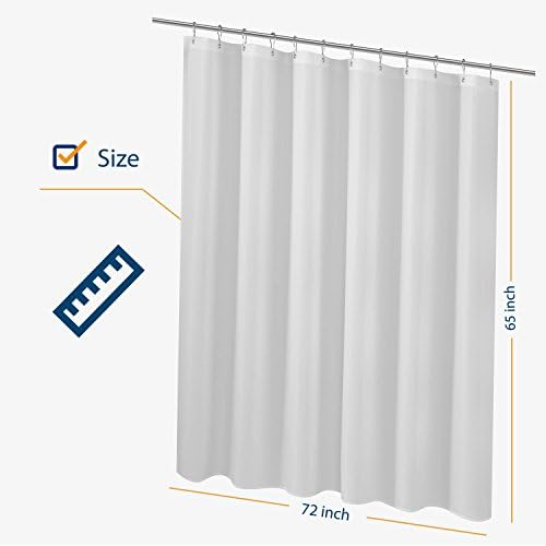 N&Y HOME Short Fabric Shower Curtain Liner 72 x 65 Shorter Length, White