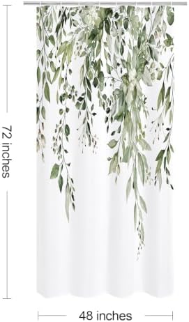 Gibelle Olive Green Eucalyptus Shower Curtain, Floral Print, 48x72