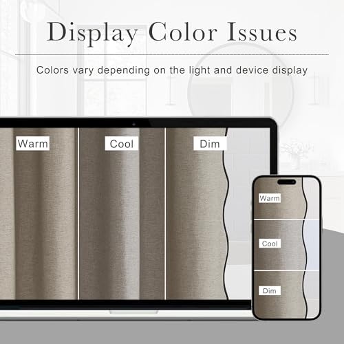 KGORGE Scalloped Shower Curtain with 12 Metal Hooks for Bathroom, Waterproof Privacy Linen Heavy Duty Cute Washable Shower Curtain Set for Bathtub Hotel Decor, Khaki, 72 x 72 inches
