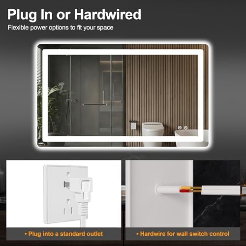 LED Bathroom Mirror with Lights, 24 x 40 Lighted Vanity Wall Mirror