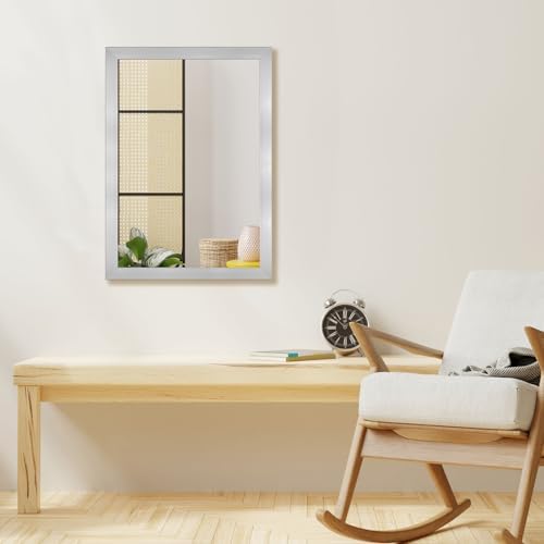 Bathroom Mirror for Over Sink 36x24 Inch Rectangular Wall Mirror, Nickel