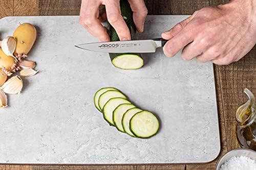 Arcos Vegatable Knife 5 Inch Stainless Steel. Professional Vegetable Knife for Peeling Fruits and Vegetables. Ergonomic Polyoxymethylene Handle and 130 mm Blade. Series Manhattan. Color Black.