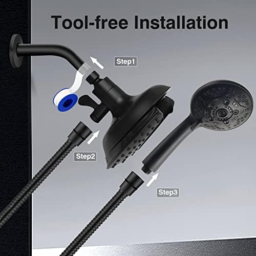 INAVAMZ 2 in 1 Shower Head with Handheld Combo High Pressure Black 2.5 GPM