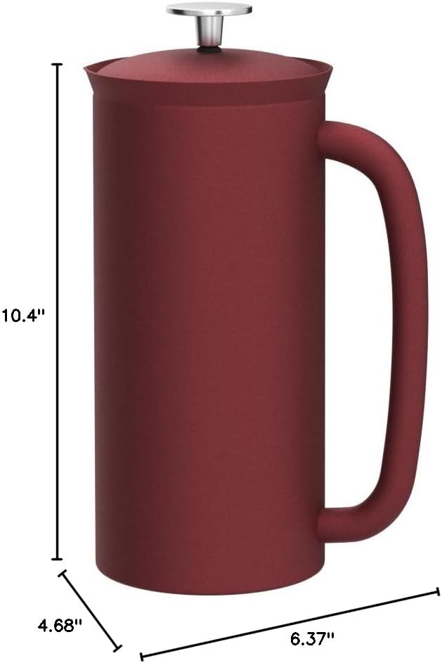 ESPRO Pro P7 French Press Coffee Maker - Double-Walled Stainless Steel Insulated with Micro-Filter - Cranberry, 32oz