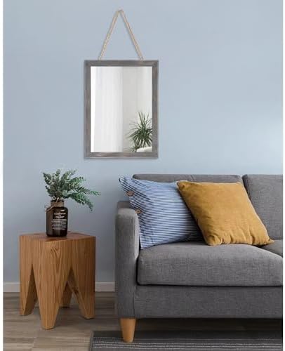 AAZZKANG Wooden Mirror Rectangle Rustic Mirrors for Wall Decorative for Bedroom Bathroom Living Room Entryway Hanging Home Decor