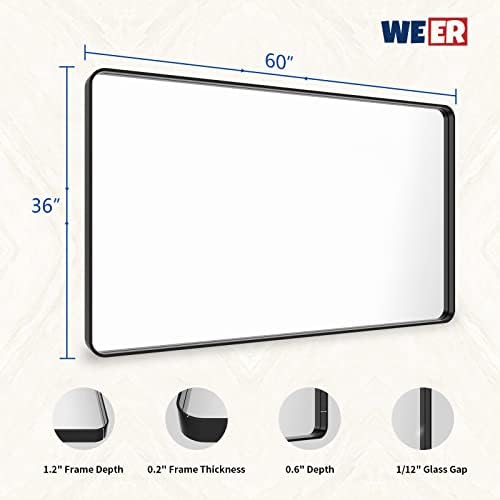 WEER Black Bathroom Vanity Mirror 60X36 Inch
