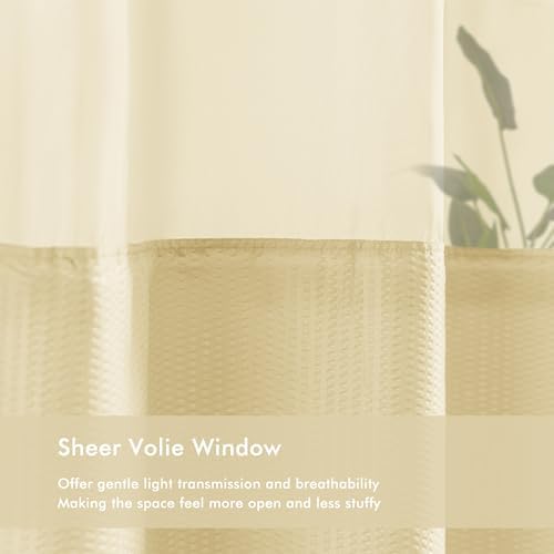 Mrs Awesome No Hook Shower Curtain with Snap-in Fabric Liner 71x74, Beige