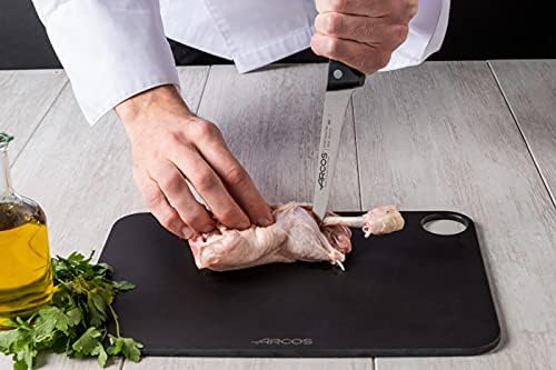 Arcos Boning Knife 5 Inch Nitrum Stainless Steel and 130 mm blade. Professional Butcher Knife to Slice Bones from Meat. Ergonomic Polypropylene Handle. Series Universal. Color Black.