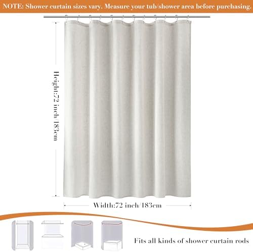 Nanspring Linen Shower Curtain for Bathroom 72x72 Inch 1 Panel Boho Color