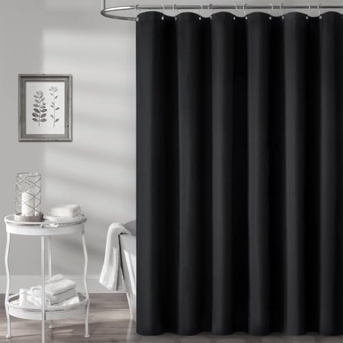 BTTN Narrow Long Linen Textured Shower Curtain for Bathroom, 60x84, Black