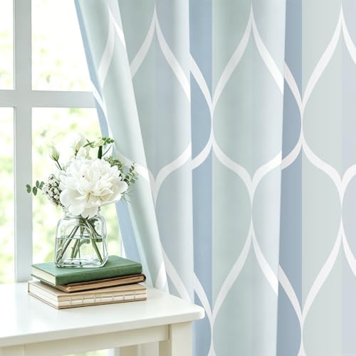 Gelbchu Geometric Shower Curtain for Bathroom, Dark Blue, 72x72 Inch