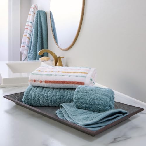 SKL Home CloudSoft/Modesto Stripe Bath Towel Set, 6-Piece, Teal/Multi