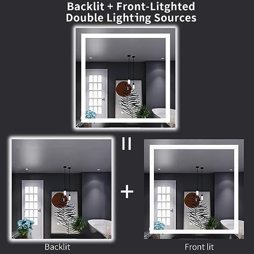 LOAAO 32"X32" LED Bathroom Mirror with Lights, UL Listed