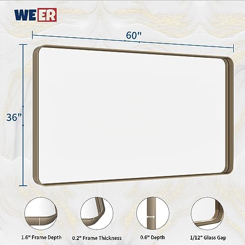 WEER Bronze Bathroom Vanity Mirror 60X36 Inch